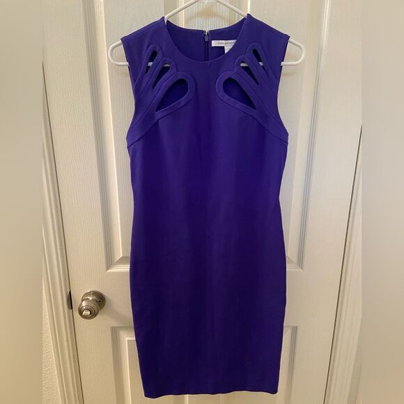 Diane von Furstenberg Women's Chrome Purple Sidra Cut-Out Dress Size 6 - Picture 1 of 6